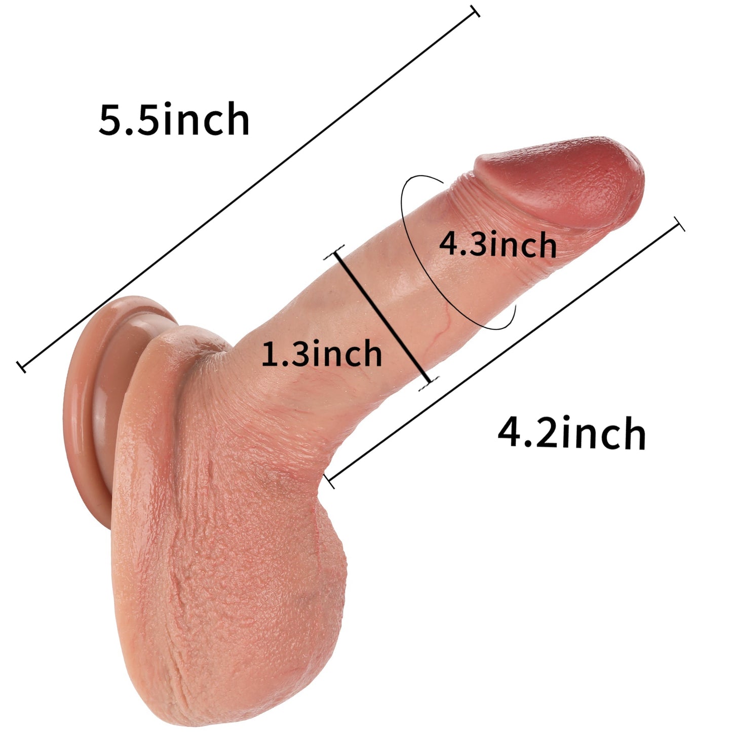 Pocky 5 inch Most Realistic Dildo Soft Real Skin RealMan Dildo Position 3