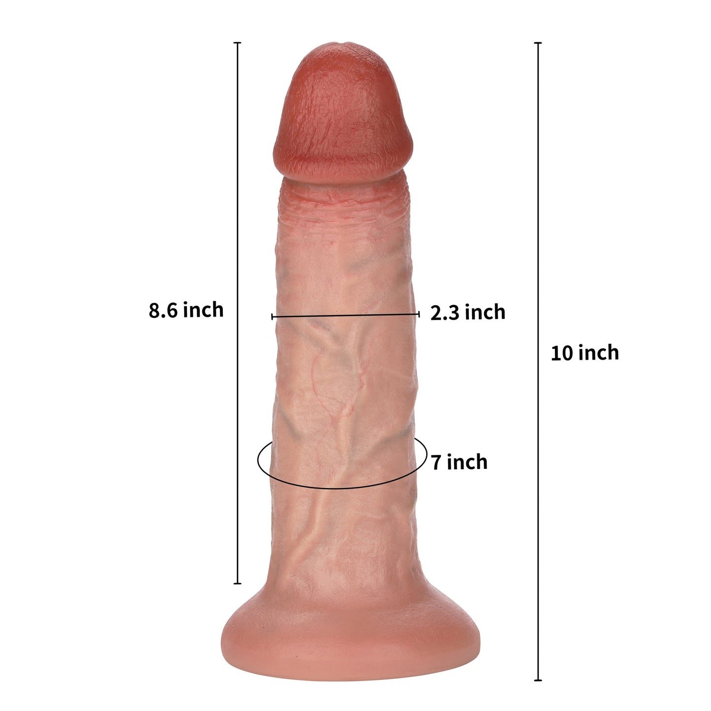 Bryan 10 inch Real Skin Dildo Realistic Feeling Muchroom Glan Soft Skin Position 2