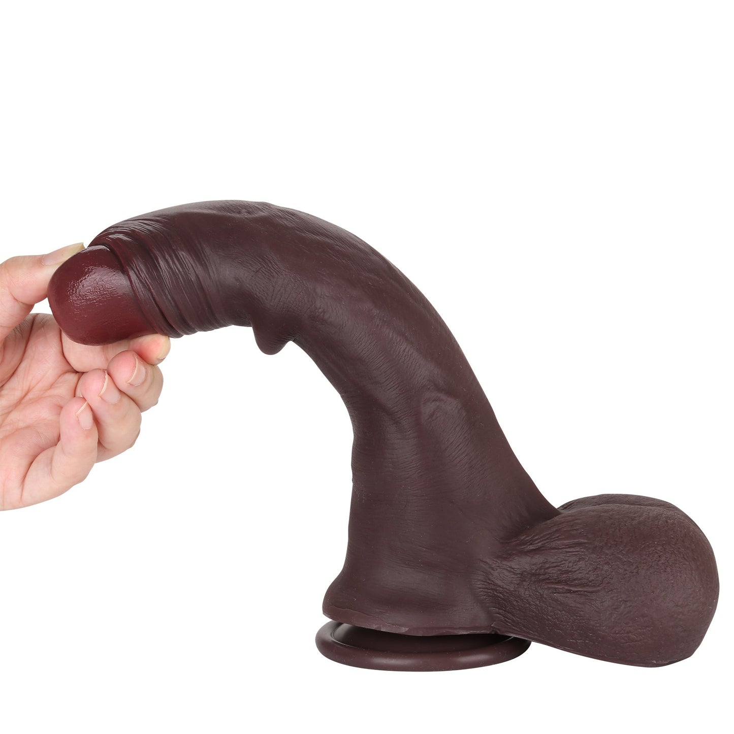 Foreskin 9 inch Sliding Skin Most Realistic Dildo & Real Balls Position 11