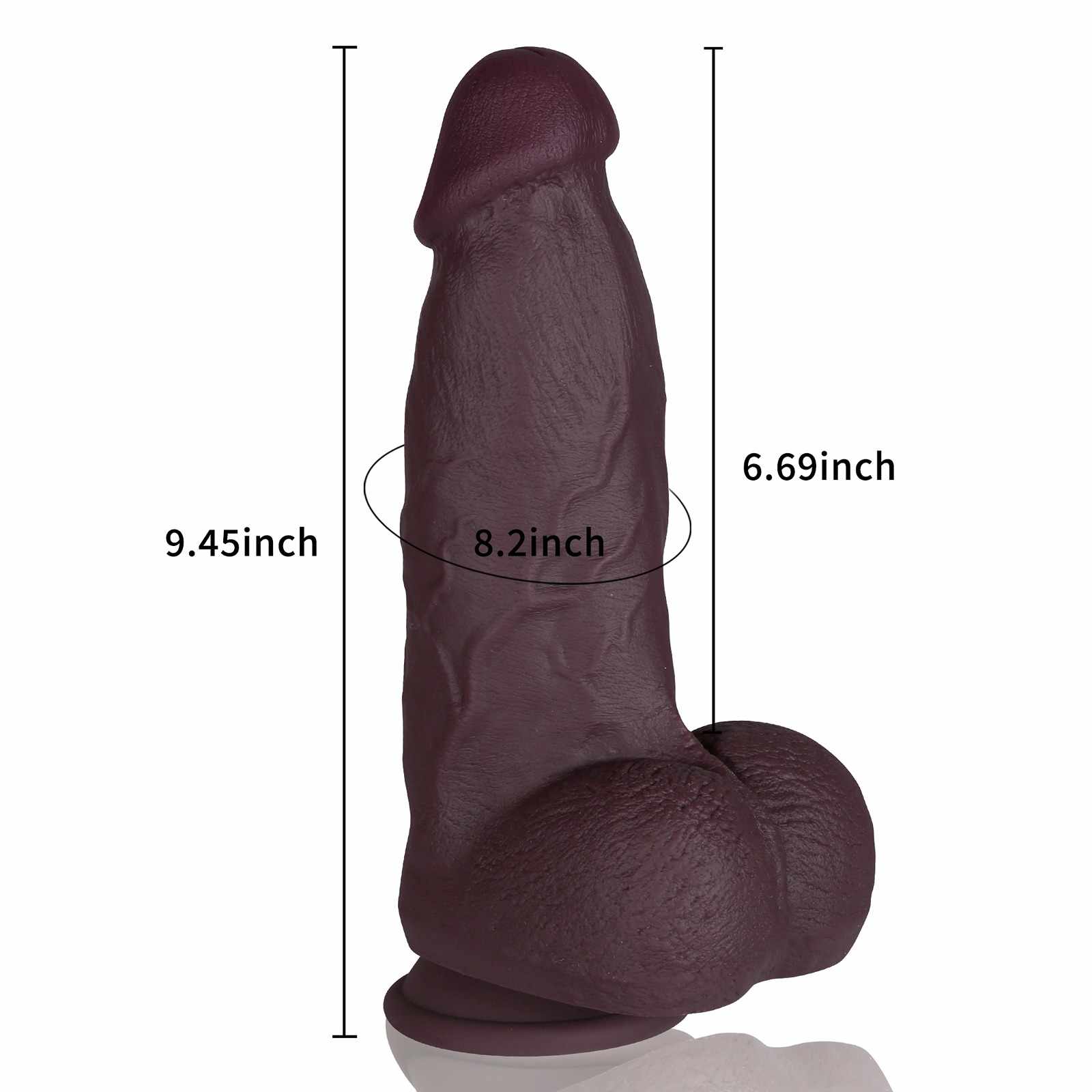 Jack 9 inch Silicone Black Thick Realistic Dildo Position 2