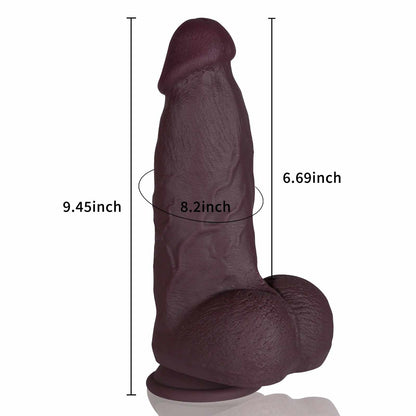 Jack 9 inch Silicone Black Thick Realistic Dildo Position 2