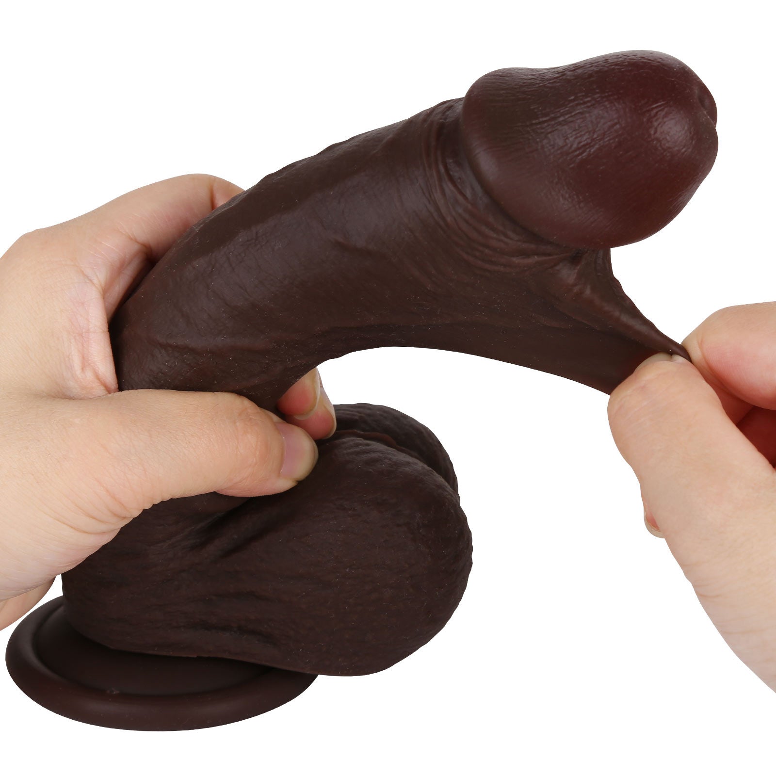 Juicy 7 inch Squirting Dildo Cumming Ejaculating Black Dildo Sliding Skin Position 5
