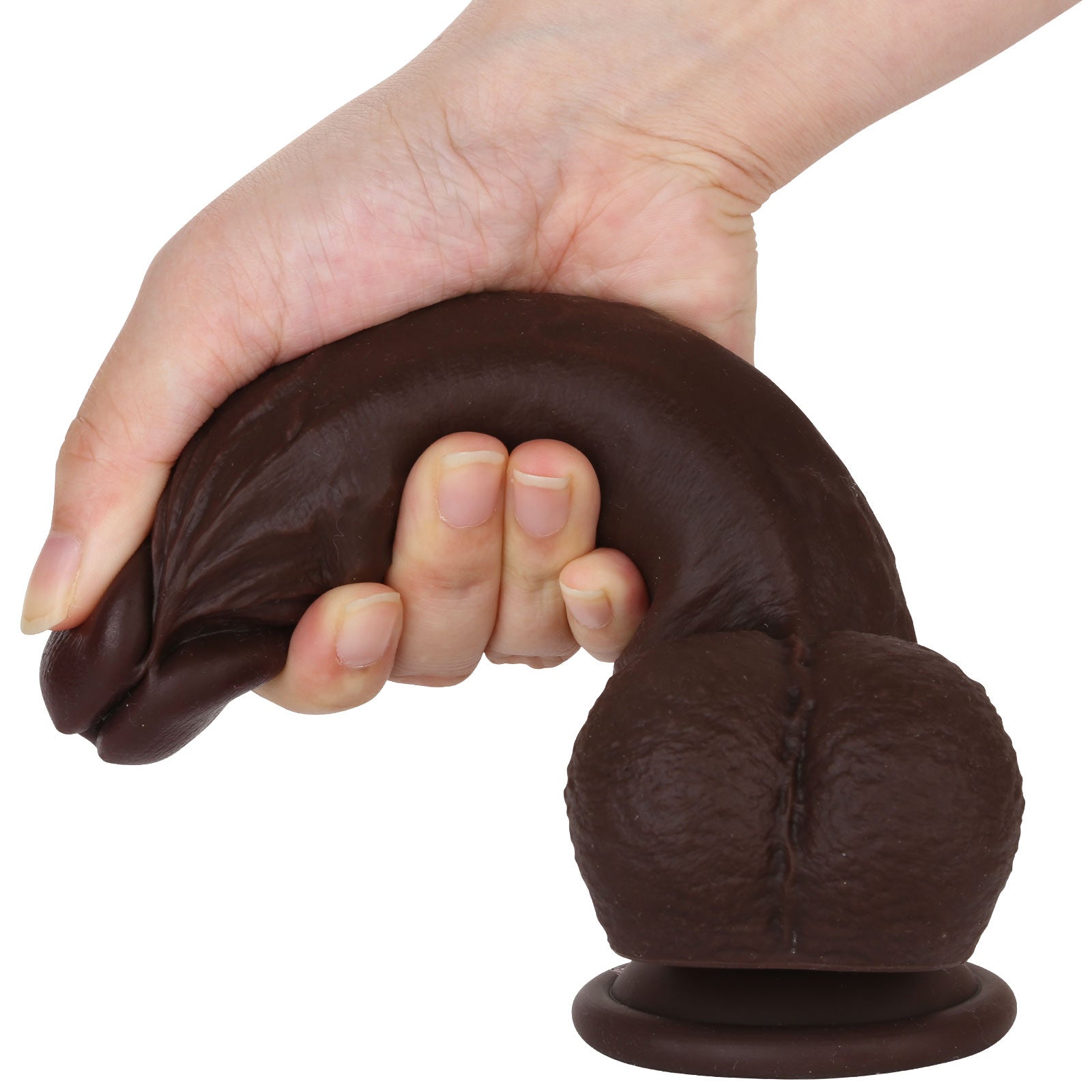 Juicy 7 inch Squirting Dildo Cumming Ejaculating Black Dildo Sliding Skin Position 7