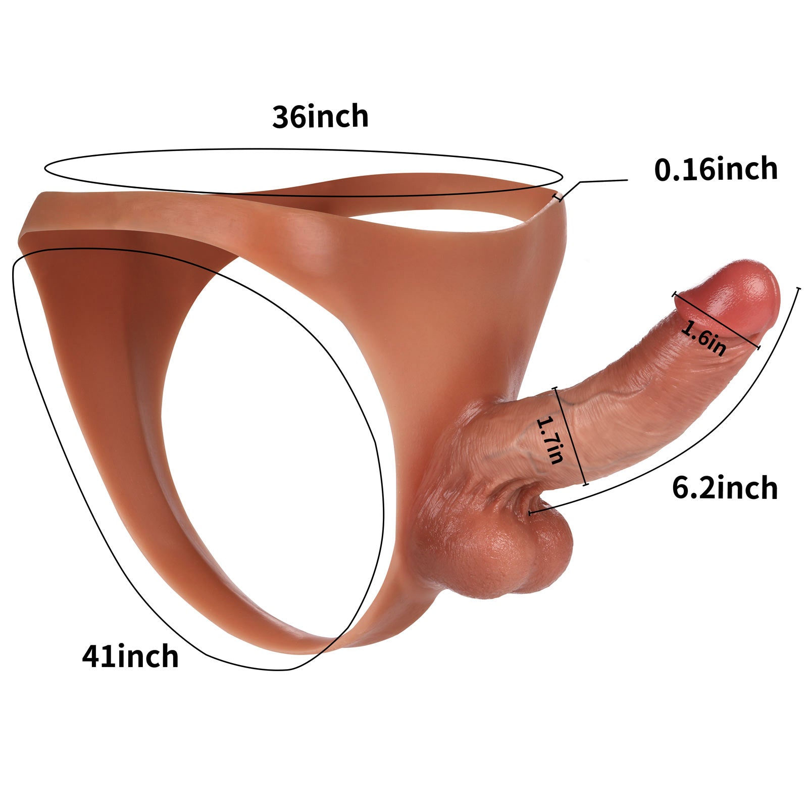 Kendon 6 in Strap On Dildo Strapless Wearable Solid Realistic Dildo Brown Position 2