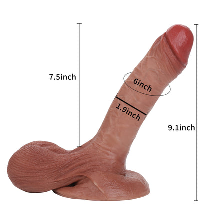 Kevin 9 inch Soft Super Realistic Dildo & Real Balls Position 2
