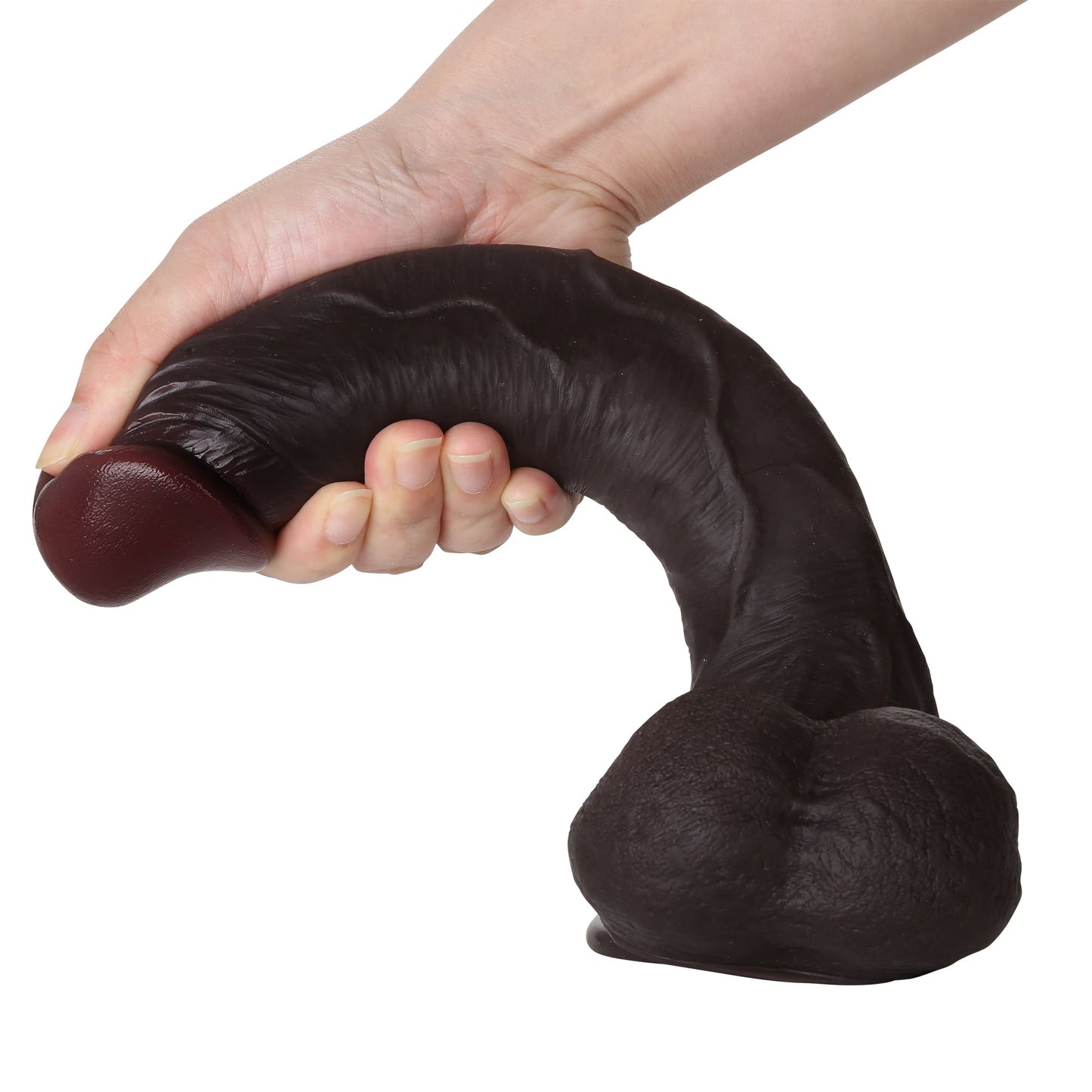 Knight 10 inch Real Feel Ball Super Realistic Glan Black Dildo Position 10
