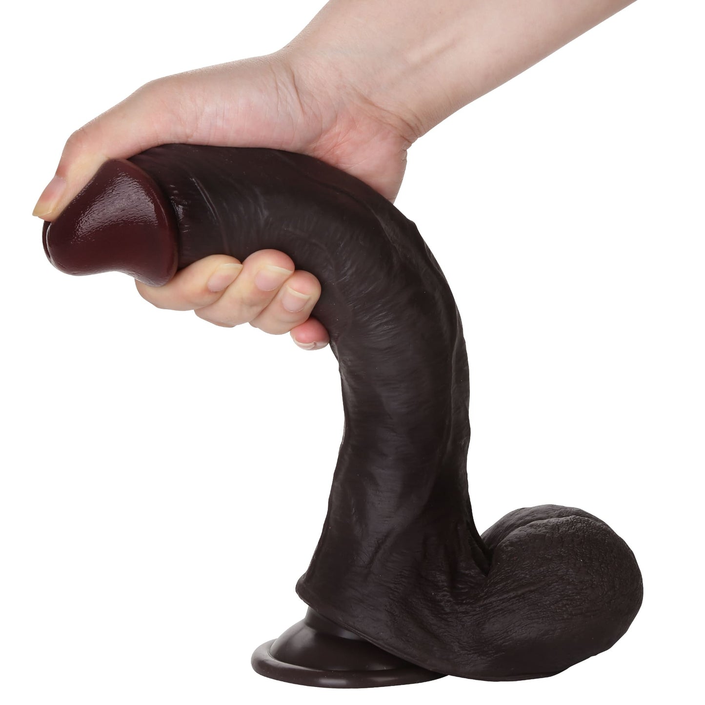 Knight 10 inch Real Feel Ball Super Realistic Glan Black Dildo Position 8