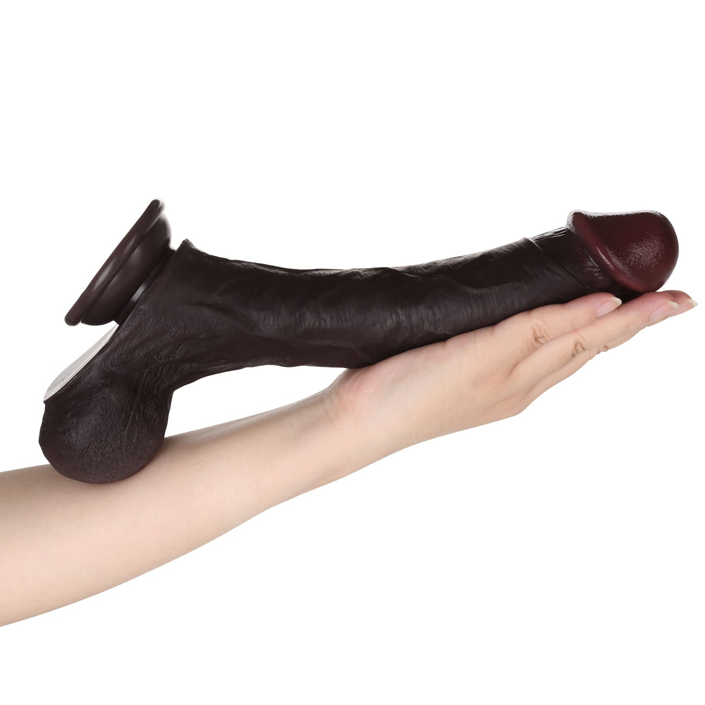 Knight 10 inch Real Feel Ball Super Realistic Glan Black Dildo Position 2