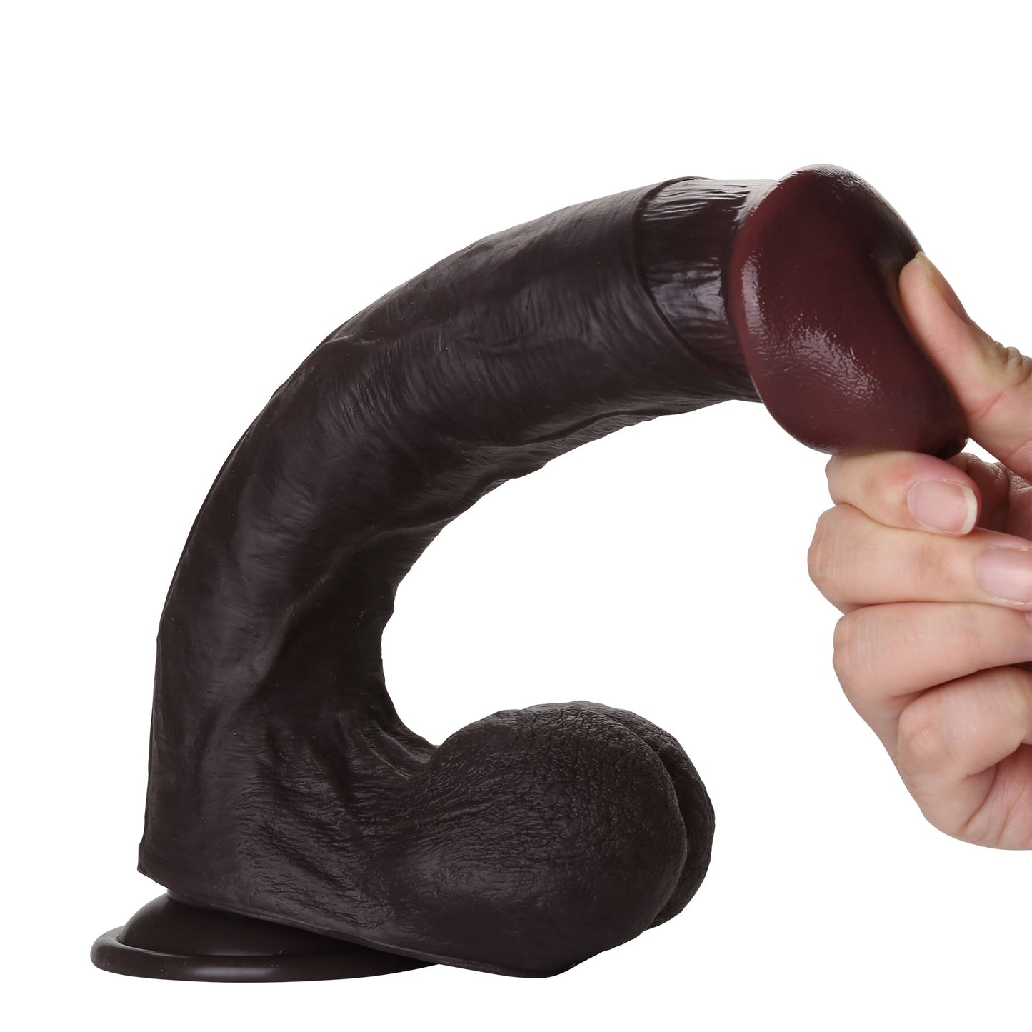 Knight 10 inch Real Feel Ball Super Realistic Glan Black Dildo Position 7