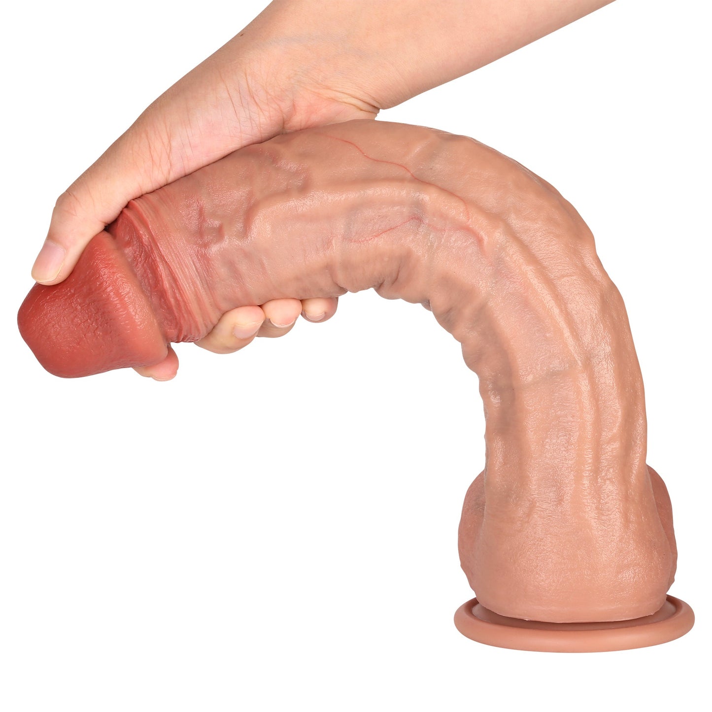 Monster 12 inch Most Realistic Dildo Real Glan Lifelike Vein Curved Dildo Position 3