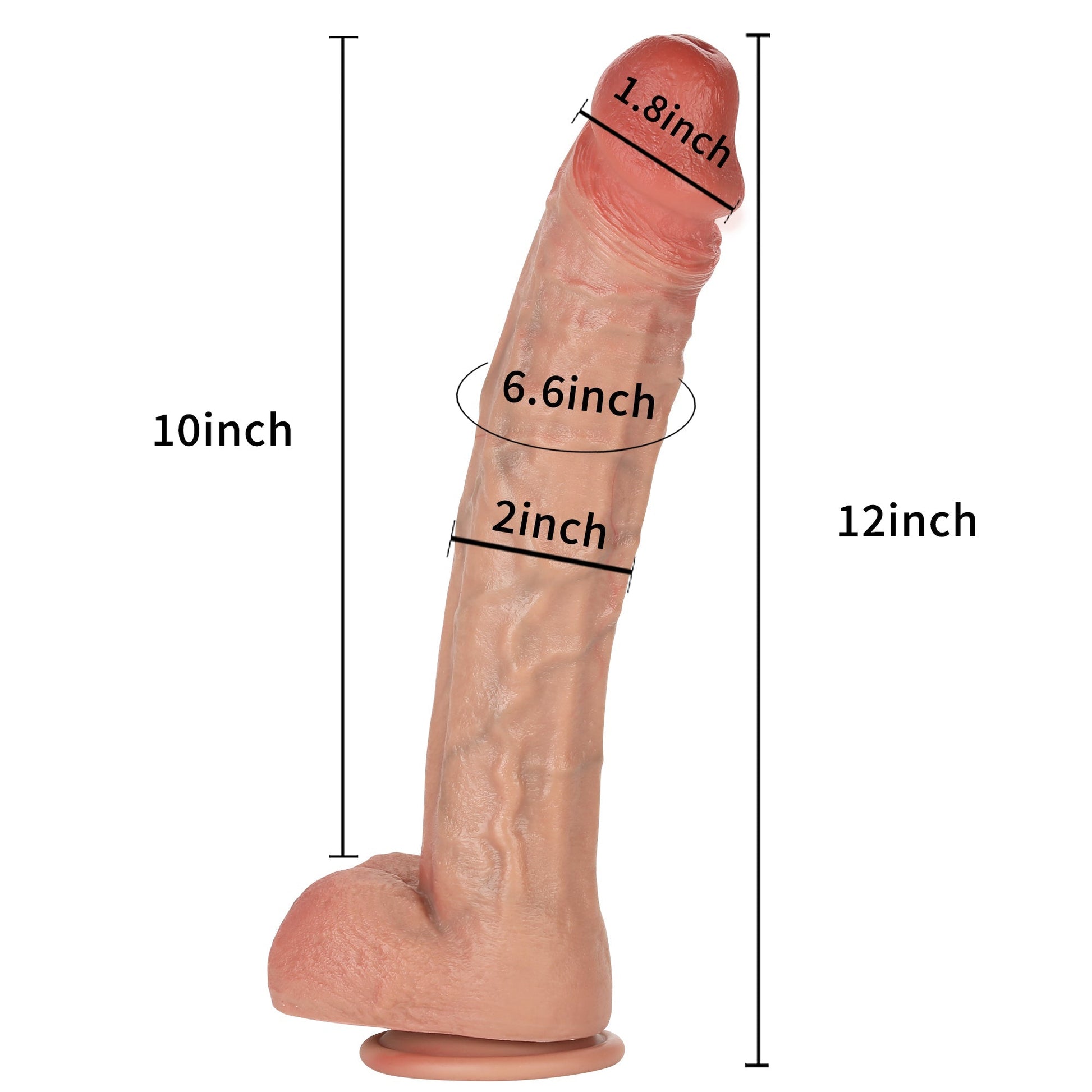 Monster 12 inch Most Realistic Dildo Real Glan Lifelike Vein Curved Dildo Position 2
