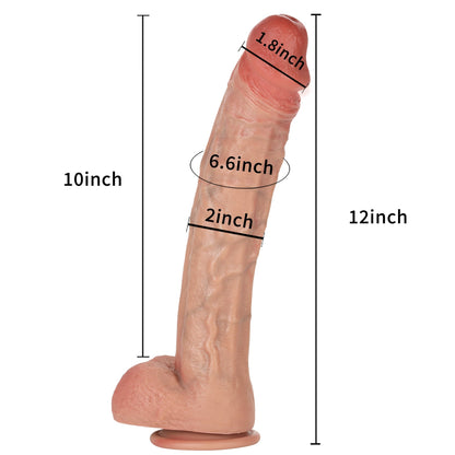 Monster 12 inch Most Realistic Dildo Real Glan Lifelike Vein Curved Dildo Position 2