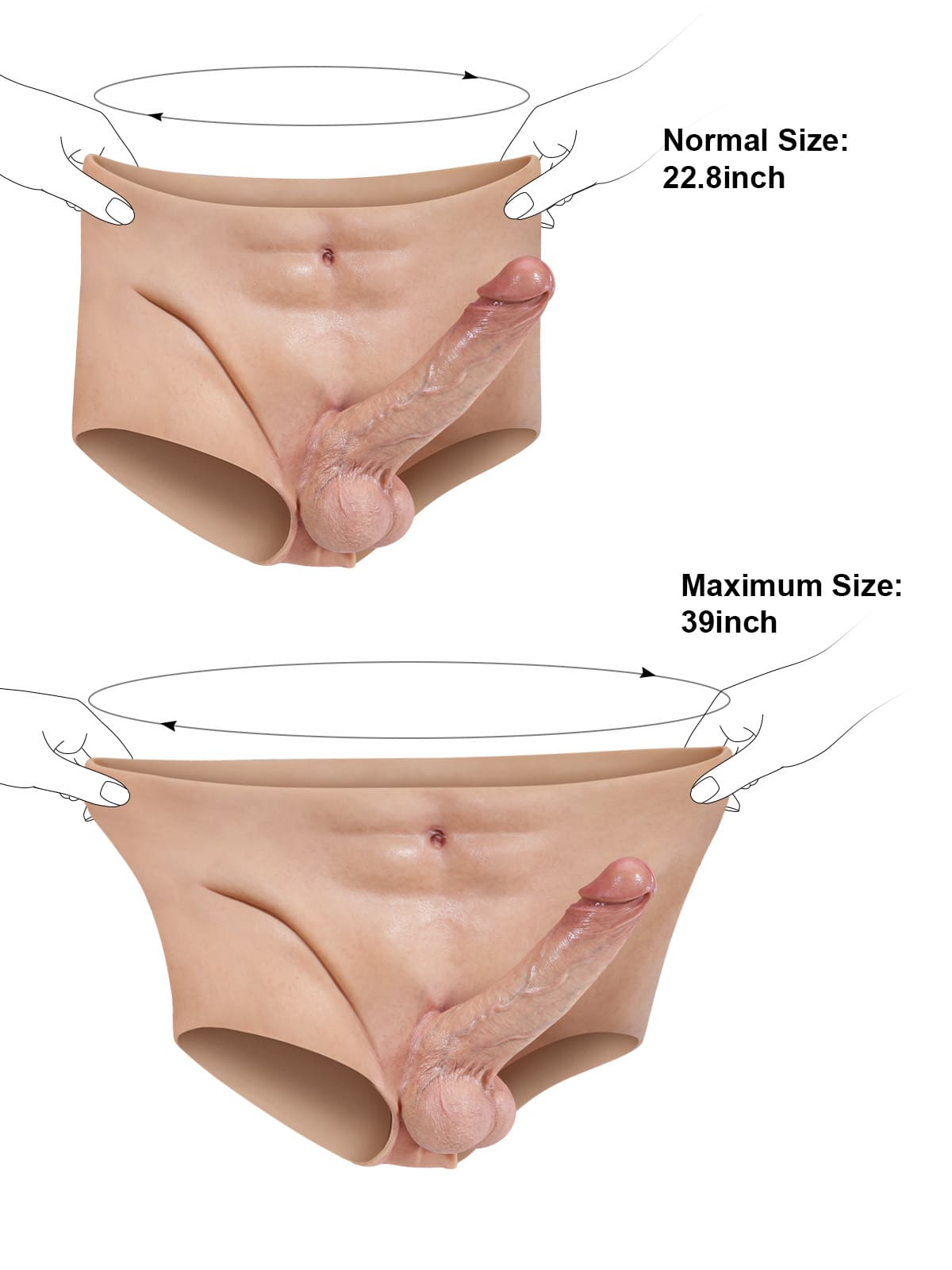 Beck | 7.2" x 1.7" Full-Wrap Solid Silicone Strap-On Underwear with Realistic Dildo Design Position 3