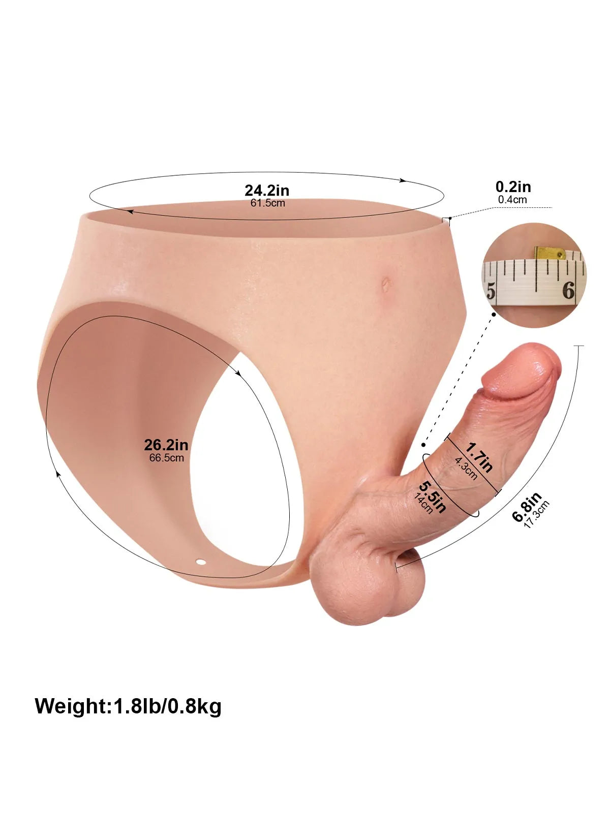 Oscar | 6.8" x 1.7" Wearable Solid Shaft Soft Balls Silicone Strap-On Dildo For Lesbian Couples Position 2