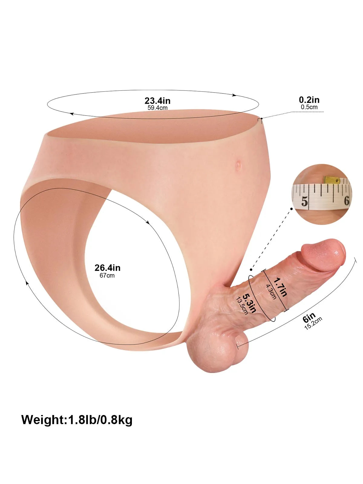 Owen | 6" x 1.7" Lifelike Solid Silicone Strap-On Dildo with Firm Core and Natural Motion Position 2
