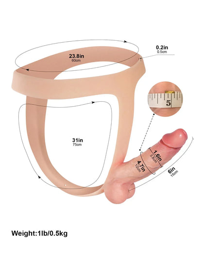 Nathan | 6" x 1.5" Ultra Slim Solid Strap On With Soft Scrotum Position 2