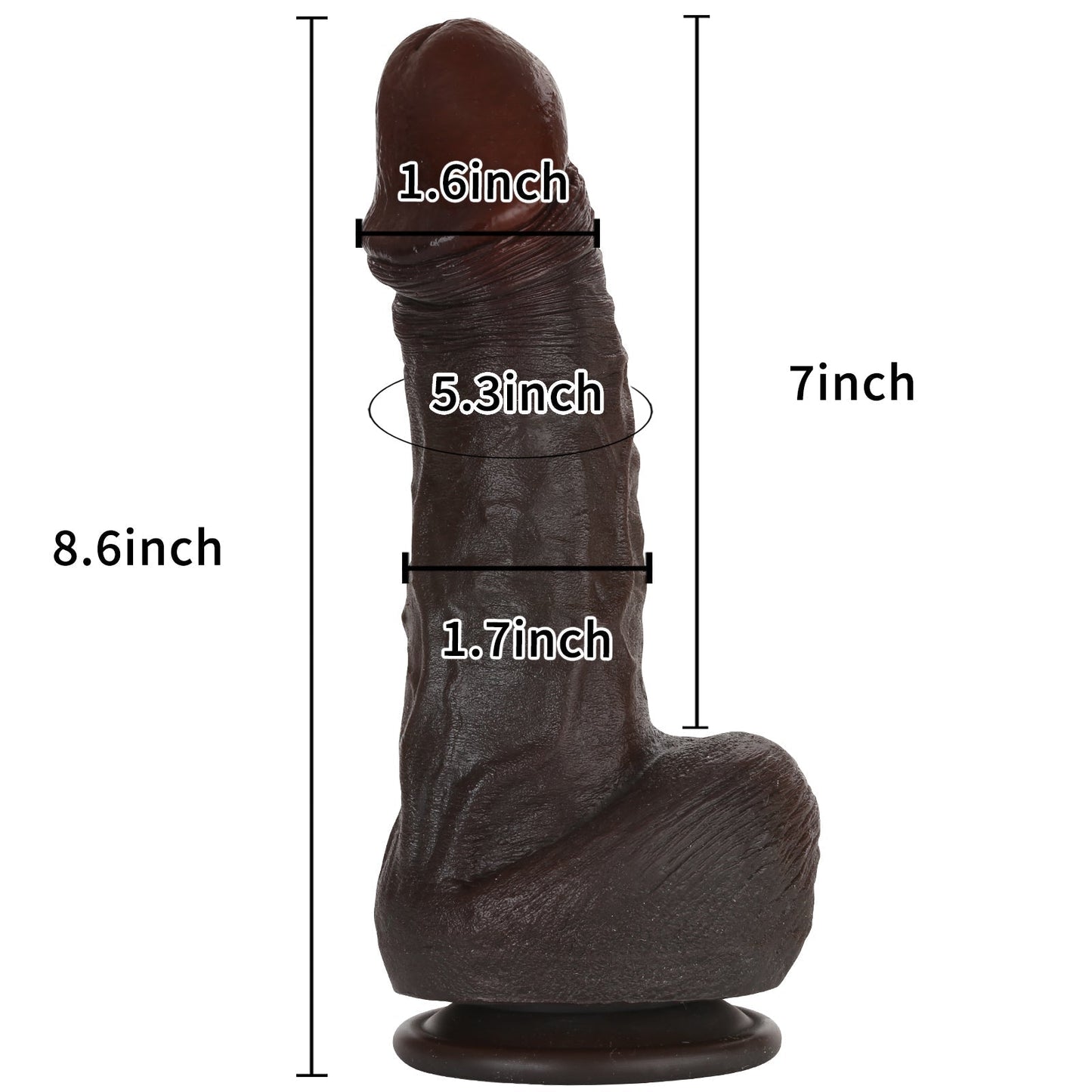 Hayes 8 inch Ultra Realistic Balck Dildo Real Soft Skin BBC Dildo Position 2