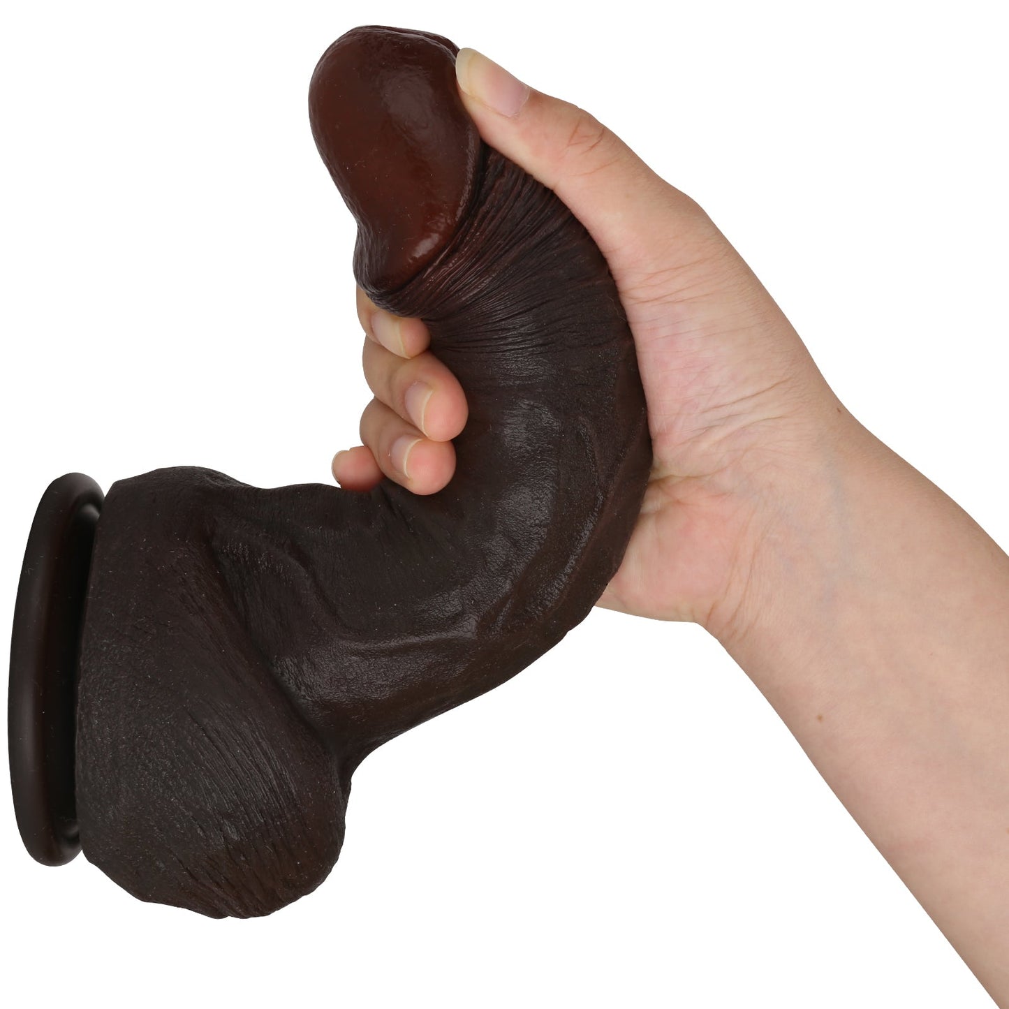 Hayes 8 inch Ultra Realistic Balck Dildo Real Soft Skin BBC Dildo Position 3