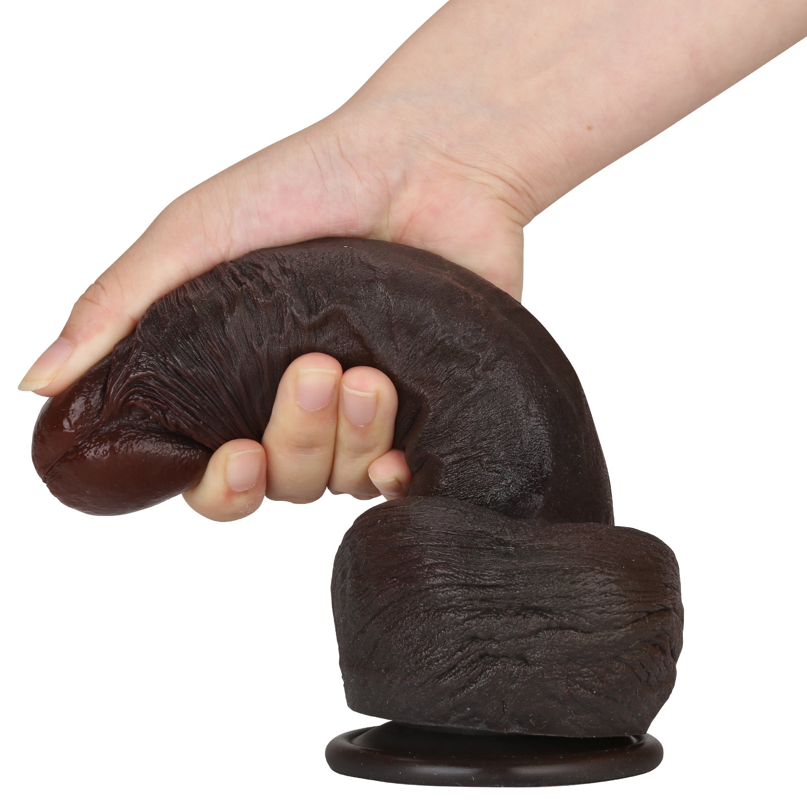Hayes 8 inch Ultra Realistic Balck Dildo Real Soft Skin BBC Dildo Position 10