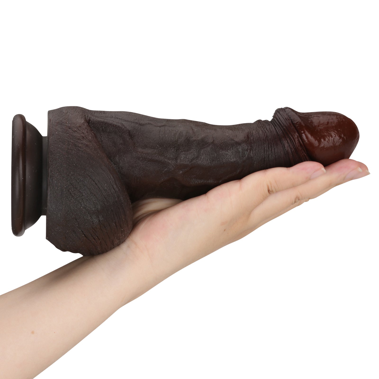 Hayes 8 inch Ultra Realistic Balck Dildo Real Soft Skin BBC Dildo Position 5