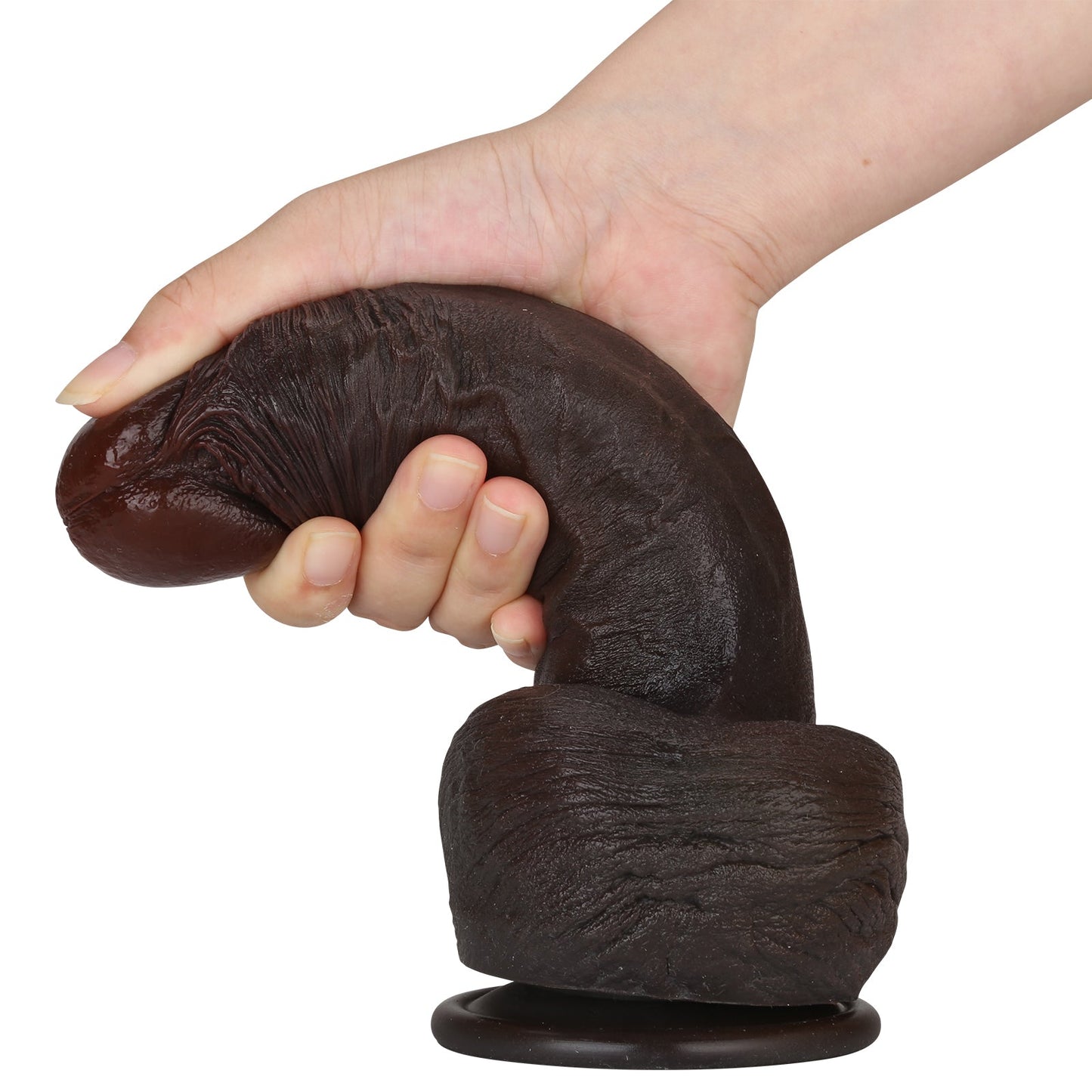 Hayes 8 inch Ultra Realistic Balck Dildo Real Soft Skin BBC Dildo Position 4