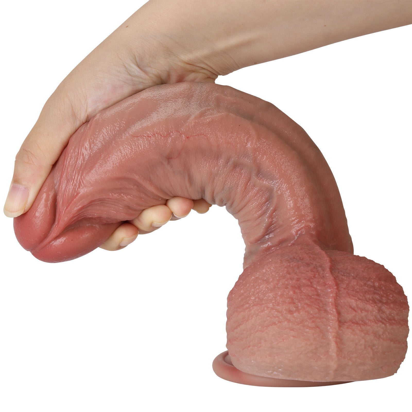 King 9 inch Most Realistic Real Soft Skin Lifelike Huge Girthy Dildo Position 4