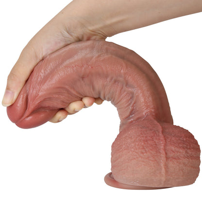 King 9 inch Most Realistic Real Soft Skin Lifelike Huge Girthy Dildo Position 4