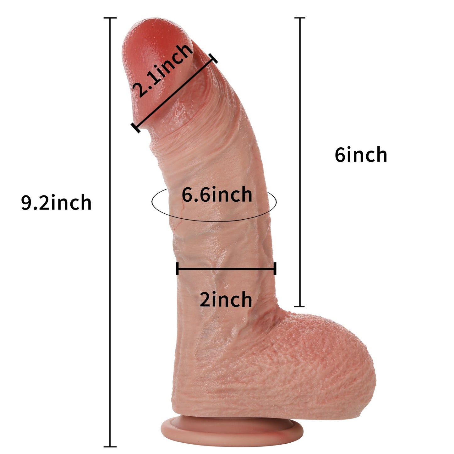 King 9 inch Most Realistic Real Soft Skin Lifelike Huge Girthy Dildo Position 2
