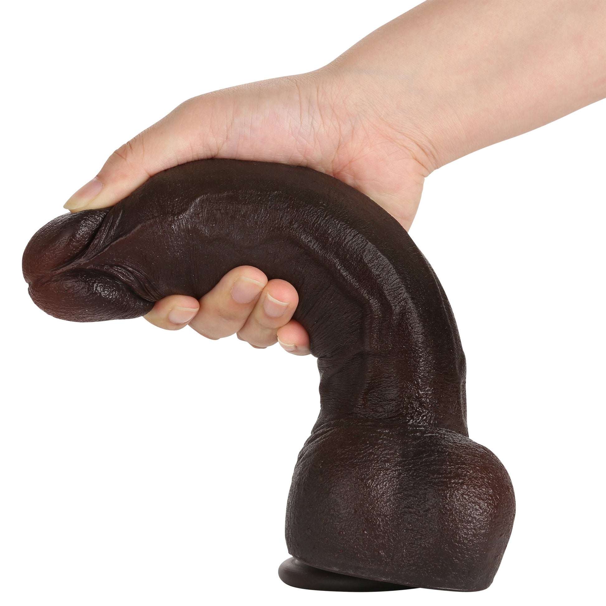MrJ 9 inch BBC Realistic Dildo Super Real Skin Black Dildo Position 10