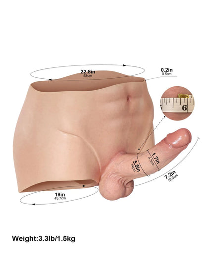 Beck | 7.2" x 1.7" Full-Wrap Solid Silicone Strap-On Underwear with Realistic Dildo Design Position 2